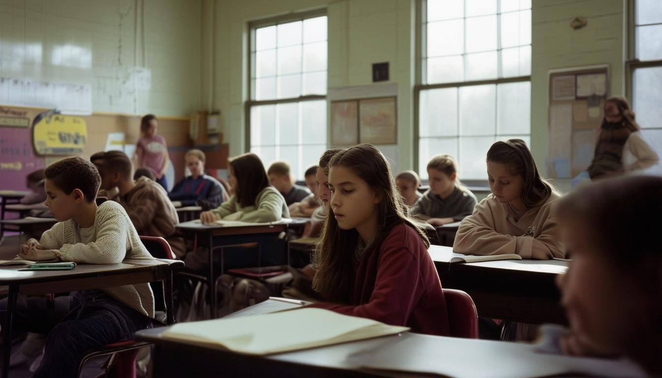 Classroom of white students in Illinois