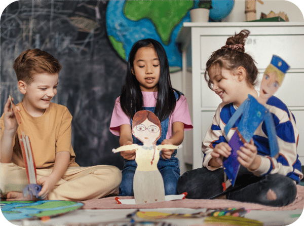 children-playing-with-paper-puppets